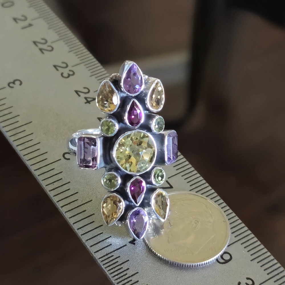 Nicky Butler 925 Sterling Silver Lemon Quartz Designer Knuckle Ring Amethyst NWT